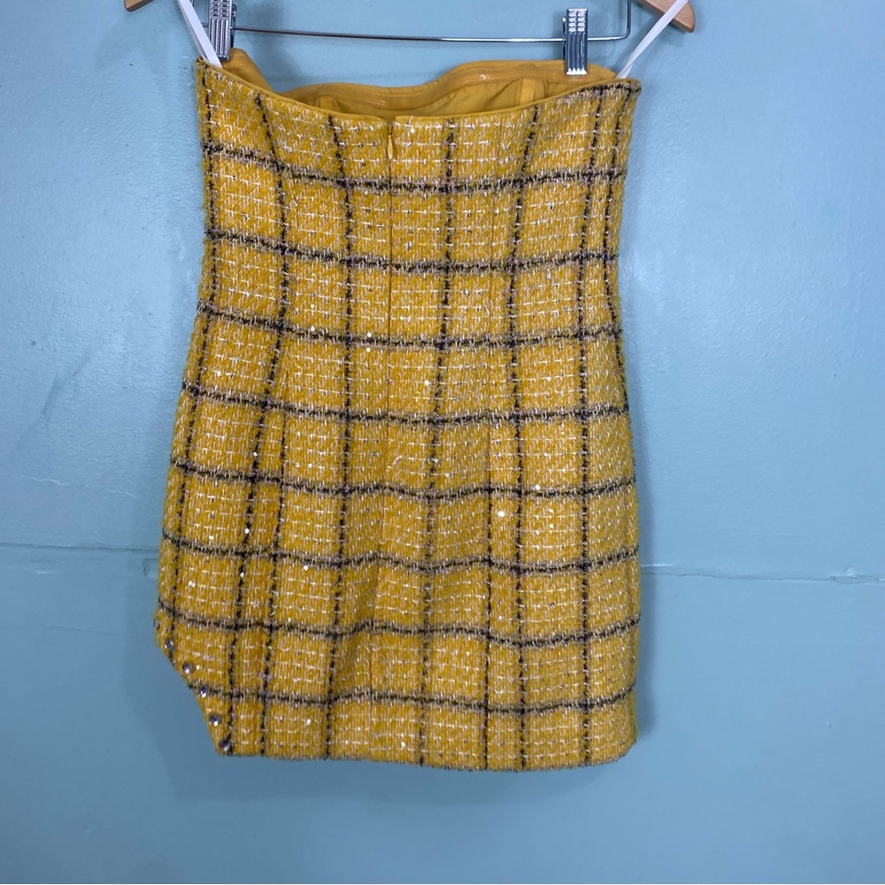 Assignment Cady Mini Dress Yellow Plaid‎ Small Strapless - Picture 7 of 10